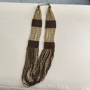 ZAD Gold and Brown Multi-Strand Necklace